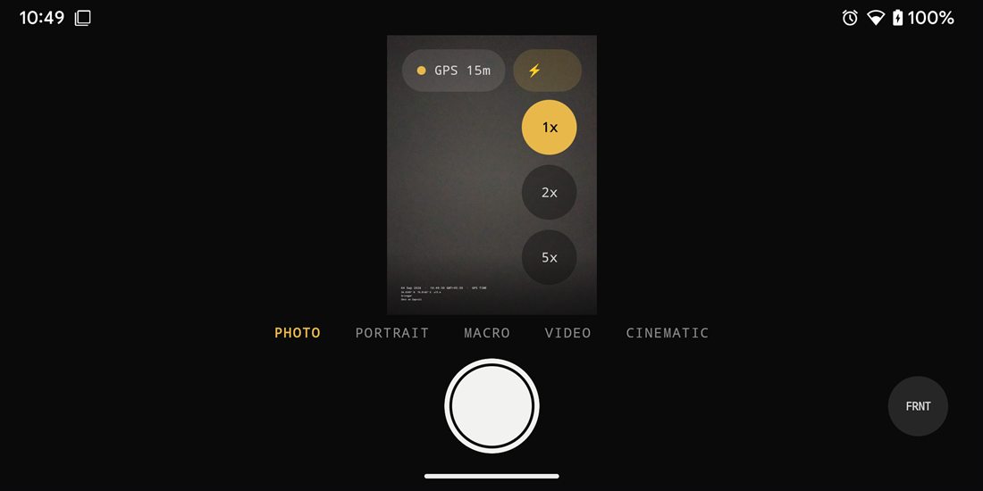 Zaproll viewfinder with GPS stamp and Shot on Zaproll watermark